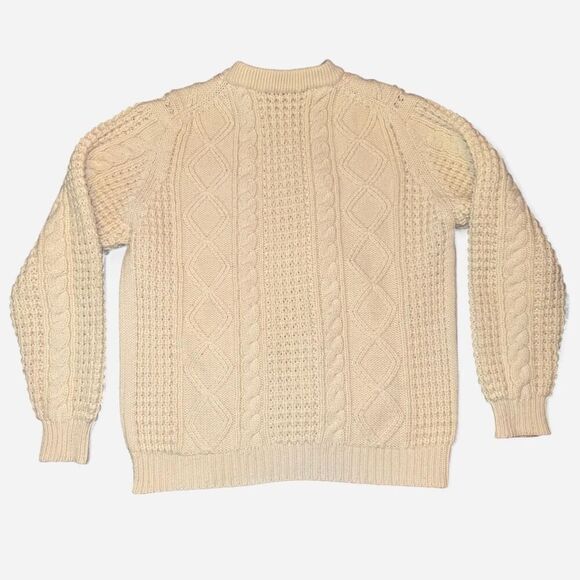 Saugatuck Dry Goods Company Ltd. Cream cable knit 100% Wool fisherman Size Large - Picture 2 of 4